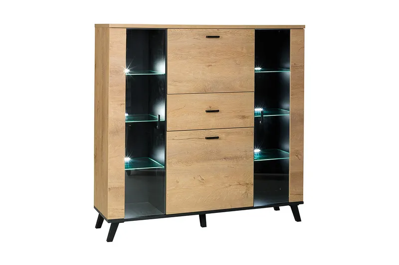 John Skänk 131x40x131 cm, Beige/Svart/Brun