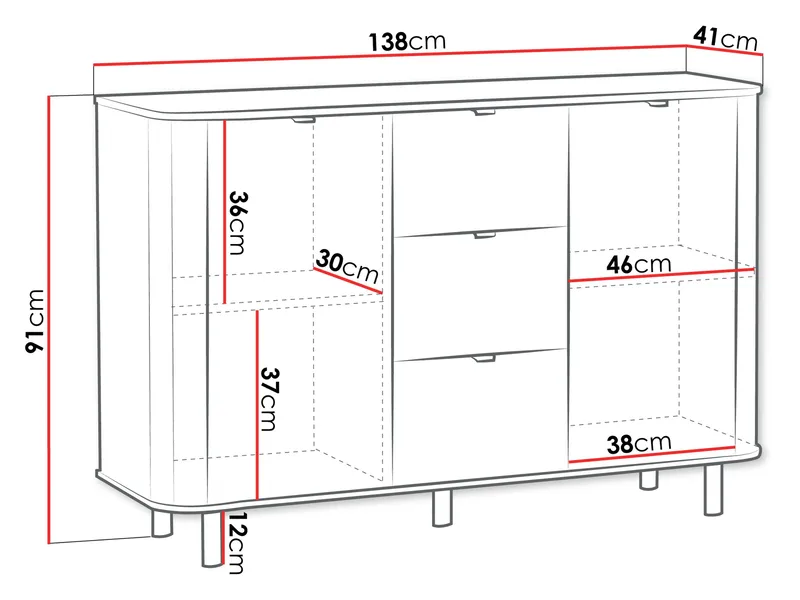 Joriel Skänk 138 cm - Vit - Förvaring - Förvaringsmöbler - Sideboard & skänk