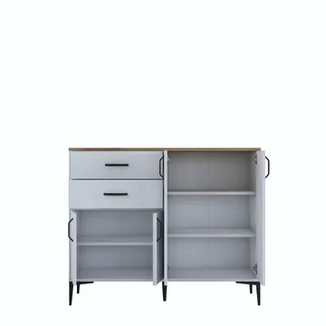 Jornes Multifunktionsskåp 120x98,6x45 cm - Vitt och valnöt - Förvaring - Förvaringsmöbler - Sideboard & skänk