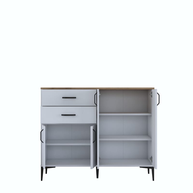 Jornes Multifunktionsskåp 120x98,6x45 cm - Vitt och valnöt - Förvaring - Förvaringsmöbler - Sideboard & skänk