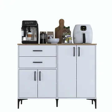 Jornes Multifunktionsskåp 120x98,6x45 cm - Vitt och valnöt - Förvaring - Förvaringsmöbler - Sideboard & skänk