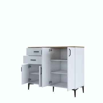 Jornes Multifunktionsskåp 120x98,6x45 cm - Vitt och valnöt - Förvaring - Förvaringsmöbler - Sideboard & skänk