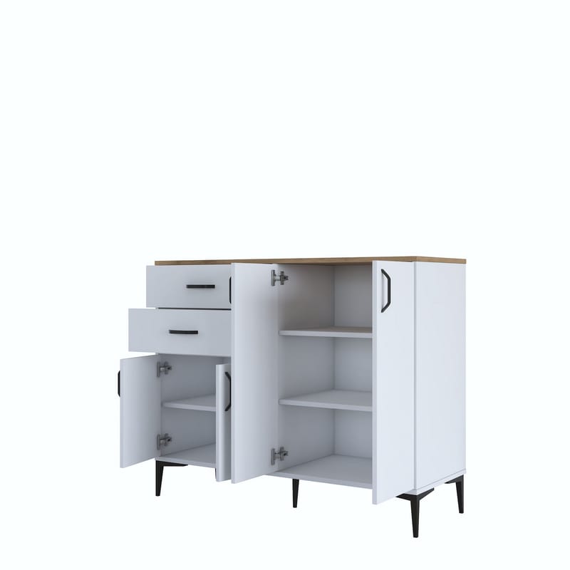 Jornes Multifunktionsskåp 120x98,6x45 cm - Vitt och valnöt - Förvaring - Förvaringsmöbler - Sideboard & skänk