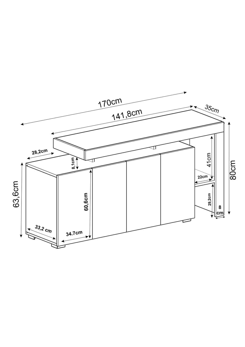 Jurukovo Konsolbord 170 cm - Vit - Förvaring - Förvaringsmöbler - Sideboard & skänk