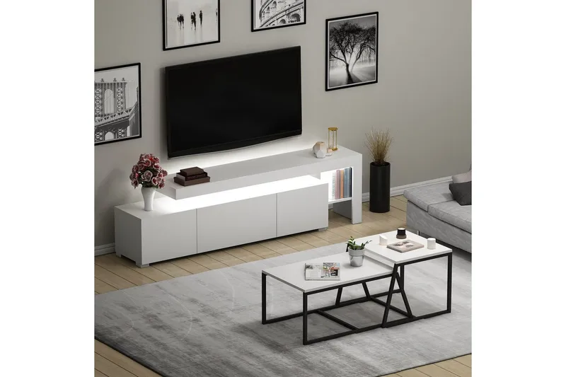 Jurukovo Möbelset För Vardagsrum - Vit - Förvaring - Förvaringsmöbler - Möbelset för vardagsrum