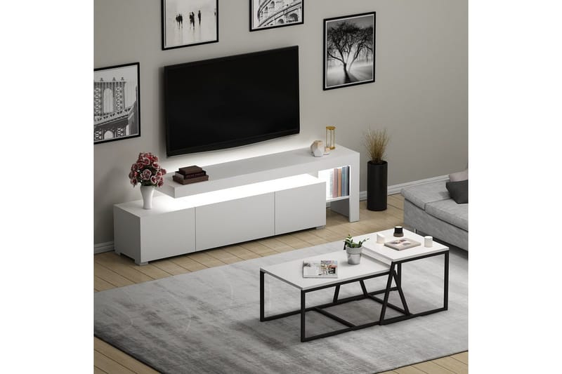 Jurukovo Möbelset För Vardagsrum - Vit - Förvaring - Förvaringsmöbler - Möbelset för vardagsrum