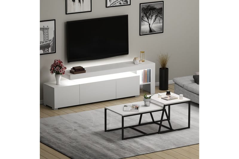 Jurukovo Möbelset För Vardagsrum - Vit - Förvaring - Förvaringsmöbler - Möbelset för vardagsrum