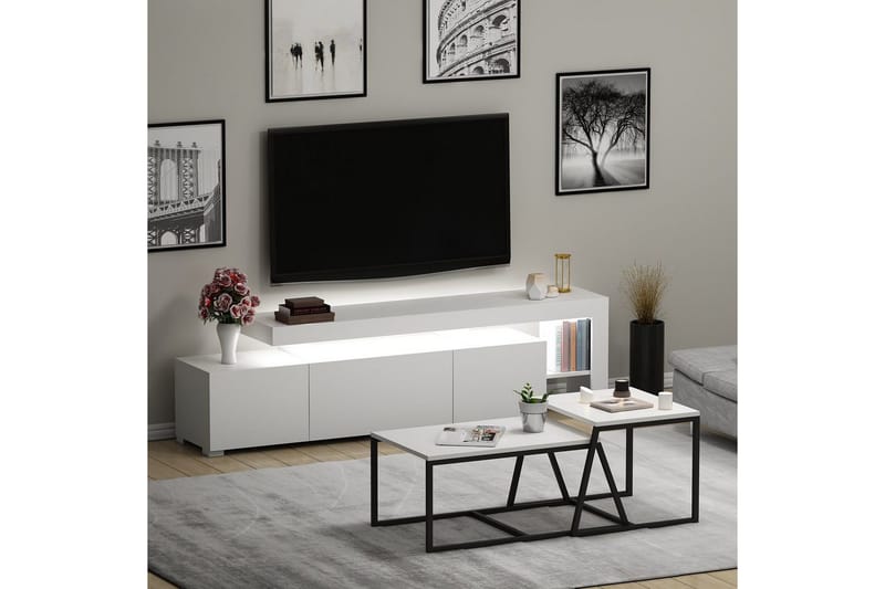 Jurukovo Möbelset För Vardagsrum - Vit - Förvaring - Förvaringsmöbler - Möbelset för vardagsrum