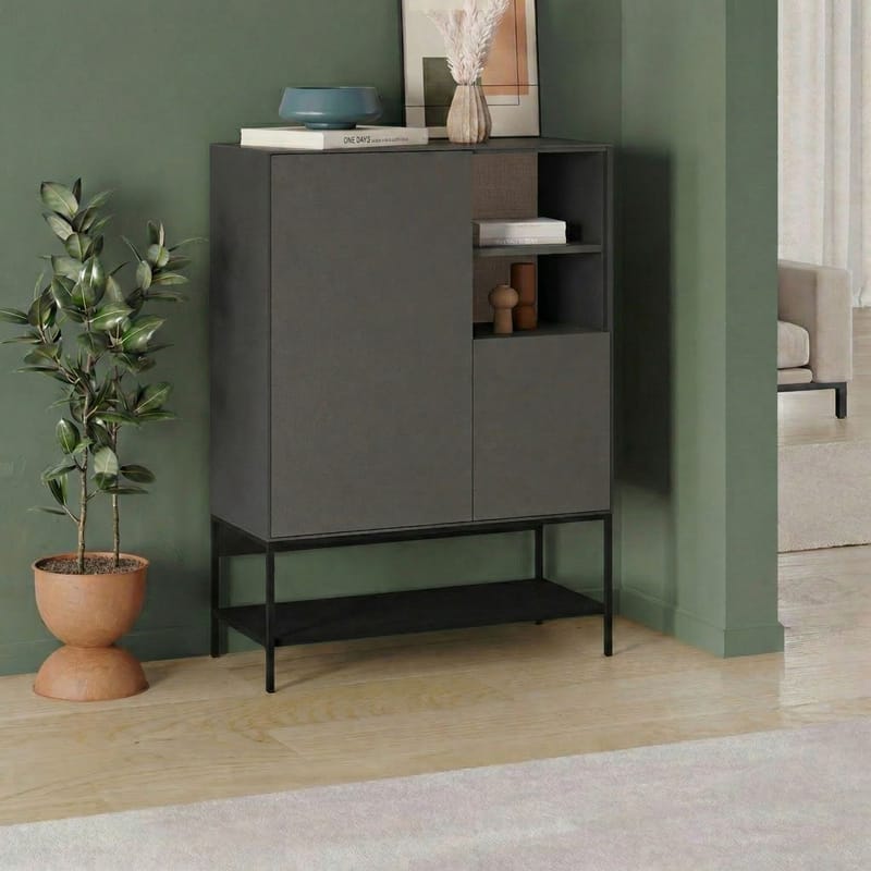 Kenvor Sideboard 90x125x40 cm - Antracit/Trä/Svart - Förvaring - Förvaringsmöbler - Sideboard & skänk