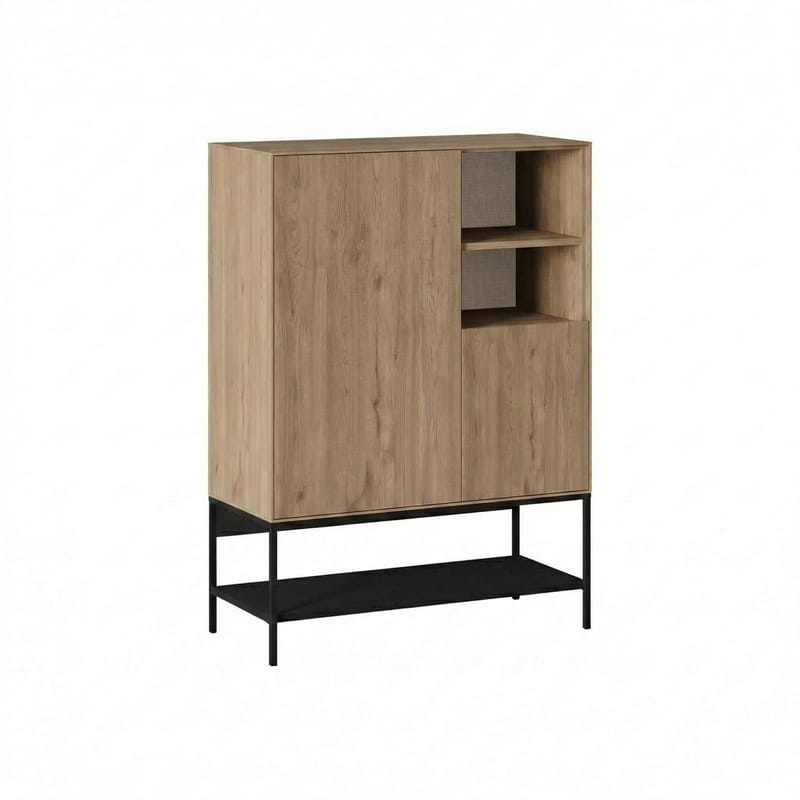 Kenvor Sideboard 90x125x40 cm - naturlig ek trä svart svart - Förvaring - Förvaringsmöbler - Sideboard & skänk