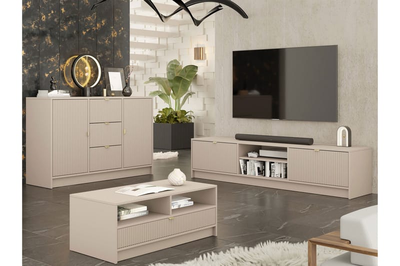 Kintore Möbelset För Vardagsrum - Beige - Förvaring - Förvaringsmöbler - Möbelset för vardagsrum