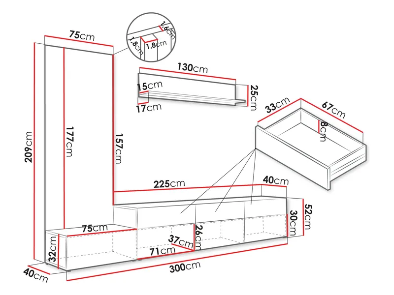 Kyrelon Tv-Enhet - Förvaring - Förvaringsmöbler - Möbelset för vardagsrum