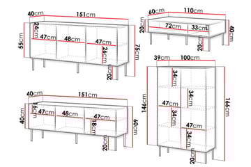 Laholm Möbelset För Vardagsrum - Svart - Förvaring - Förvaringsmöbler - Möbelset för vardagsrum