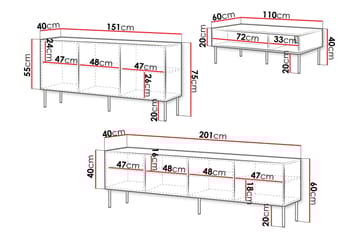 Laholm Möbelset För Vardagsrum - Svart - Förvaring - Förvaringsmöbler - Möbelset för vardagsrum