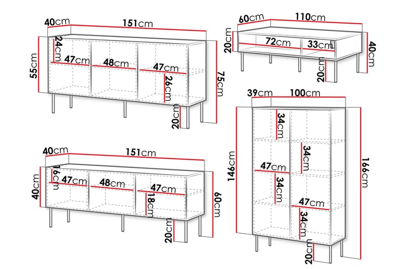 Laholm Möbelset För Vardagsrum - Vit - Förvaring - Förvaringsmöbler - Möbelset för vardagsrum