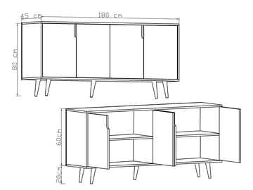 Latinara Konsolbord 180 cm - Sapphire Oak/Antracit - Förvaring - Förvaringsmöbler - Sideboard & skänk