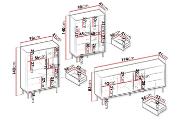 Levisa Möbelset För Vardagsrum - Cashmere - Förvaring - Förvaringsmöbler - Möbelset för vardagsrum