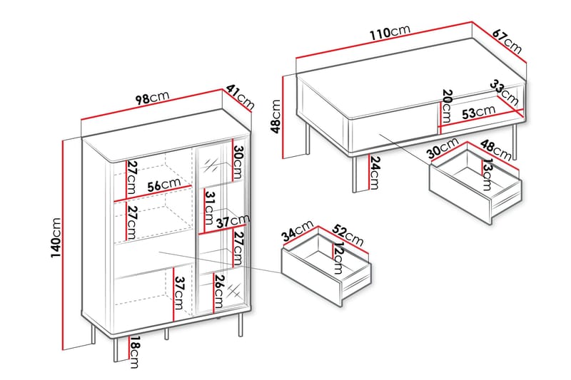Levisa Möbelset För Vardagsrum - Cashmere - Förvaring - Förvaringsmöbler - Möbelset för vardagsrum