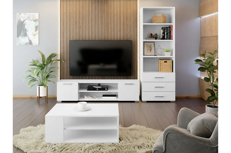 Lindesberg Möbelset För Vardagsrum - Vit - Förvaring - Förvaringsmöbler - Möbelset för vardagsrum