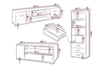 Lindesberg Möbelset För Vardagsrum - Vit - Förvaring - Förvaringsmöbler - Möbelset för vardagsrum