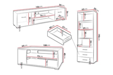 Lindesberg Möbelset För Vardagsrum - Vit - Förvaring - Förvaringsmöbler - Möbelset för vardagsrum