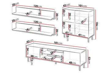 Lionel Möbelset För Vardagsrum - Kashmir - Förvaring - Förvaringsmöbler - Möbelset för vardagsrum