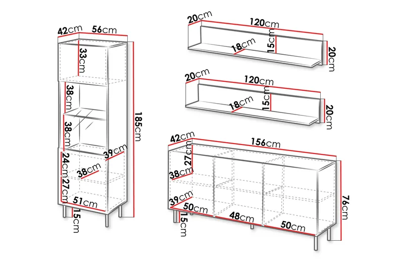 Lionel Möbelset För Vardagsrum - Kashmir - Förvaring - Förvaringsmöbler - Möbelset för vardagsrum