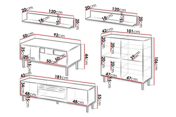 Lionel Möbelset För Vardagsrum - Kashmir - Förvaring - Förvaringsmöbler - Möbelset för vardagsrum