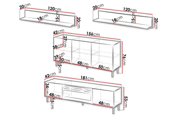 Lionel Möbelset För Vardagsrum - Kashmir - Förvaring - Förvaringsmöbler - Möbelset för vardagsrum