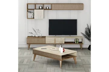 Lissione Möbelset För Vardagsrum - Valnöt/Beige - Förvaring - Förvaringsmöbler - Möbelset för vardagsrum