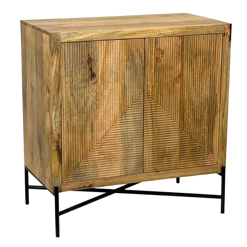 Livano Sideboard 91 cm 3D-mönster Industriell stil - varm ljusbrun och svart - Förvaring - Förvaringsmöbler - Sideboard & skänk
