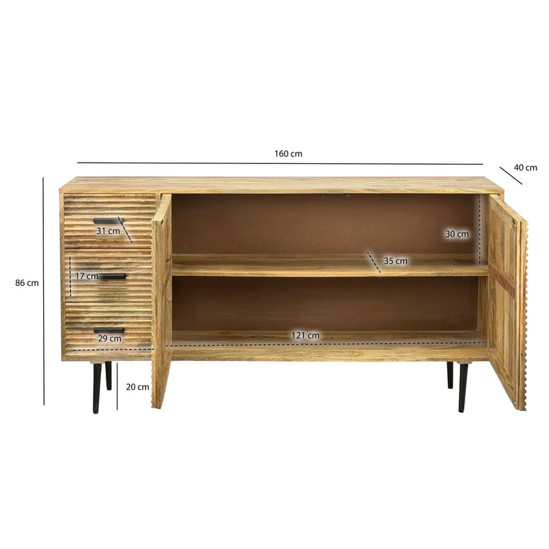 Livara Sideboard 160 cm Industriell stil - ljus naturbrun och svart - Förvaring - Förvaringsmöbler - Sideboard & skänk
