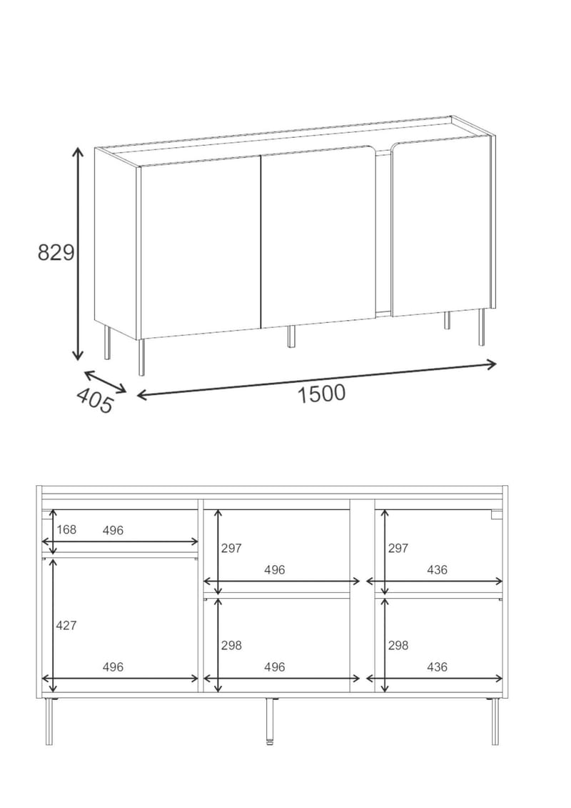 Lomar Konsol 150x82,9x40,5 cm - santsten naturlig ek - Förvaring - Förvaringsmöbler - Sideboard & skänk