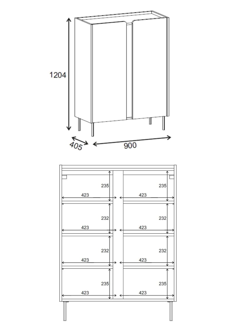 Lomar Sideboard 90x120,4x40,5 cm - Antracit, naturlig ek, svart - Förvaring - Förvaringsmöbler - Sideboard & skänk