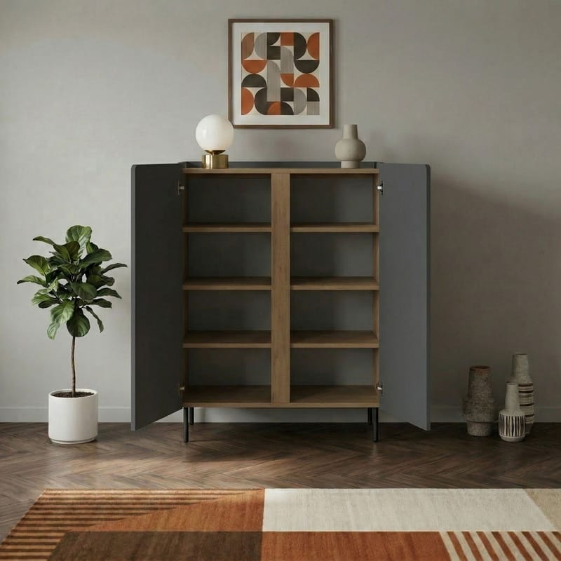 Lomar Sideboard 90x120,4x40,5 cm - Antracit, naturlig ek, svart - Förvaring - Förvaringsmöbler - Sideboard & skänk