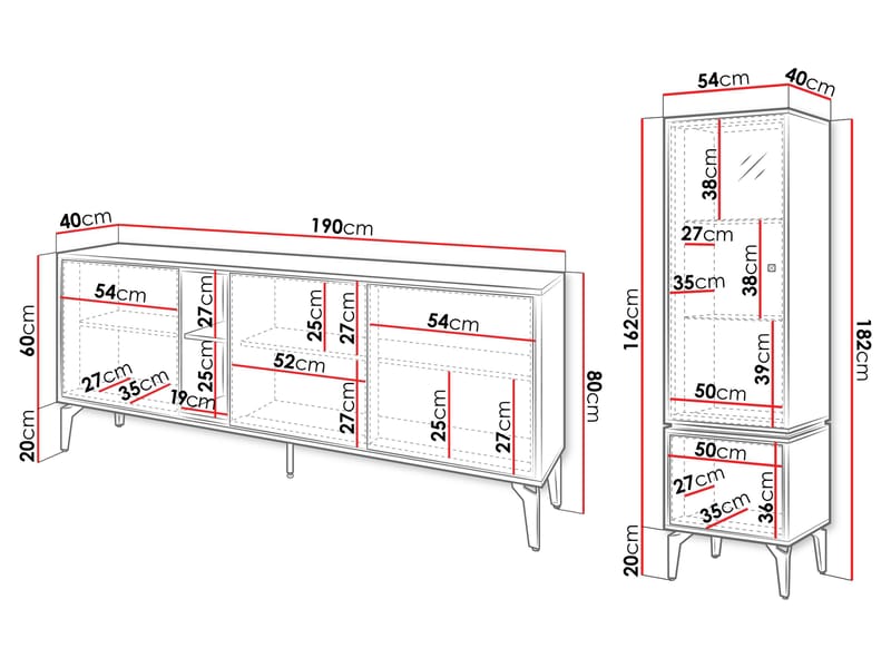 Lorvenn Möbelset För Vardagsrum - Brun/Svart - Förvaring - Förvaringsmöbler - Möbelset för vardagsrum