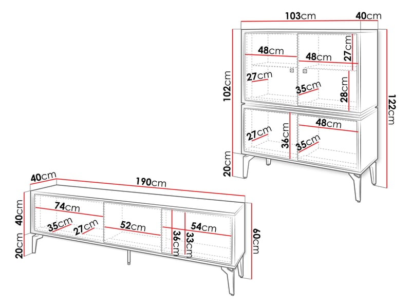 Lorvenn Möbelset För Vardagsrum - Brun/Svart - Förvaring - Förvaringsmöbler - Möbelset för vardagsrum