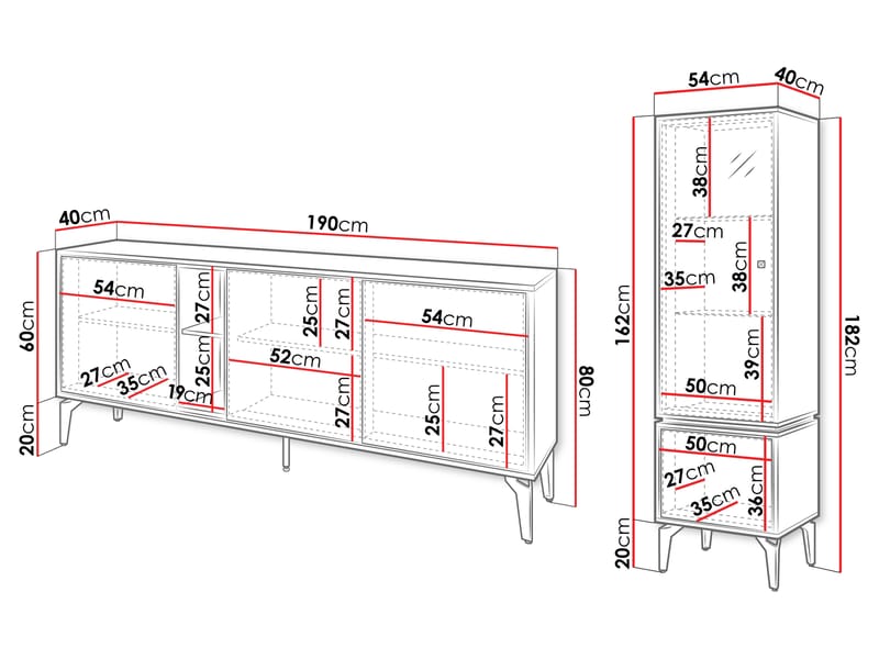 Lorvenn Möbelset För Vardagsrum - Brun/Svart - Förvaring - Förvaringsmöbler - Möbelset för vardagsrum
