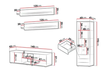 Lyrosen Möbelset För Vardagsrum - Beige - Förvaring - Förvaringsmöbler - Möbelset för vardagsrum