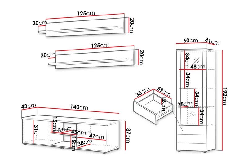 Lyrosen Möbelset För Vardagsrum - Beige - Förvaring - Förvaringsmöbler - Möbelset för vardagsrum