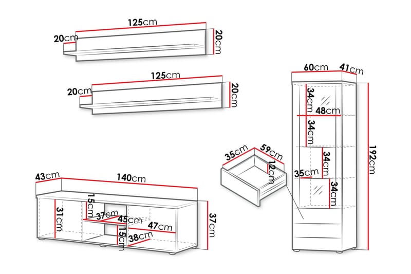 Lyrosen Möbelset För Vardagsrum - Beige - Förvaring - Förvaringsmöbler - Möbelset för vardagsrum
