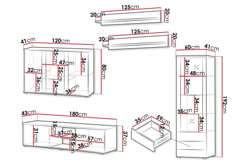 Lyrosen Möbelset För Vardagsrum - Beige - Förvaring - Förvaringsmöbler - Möbelset för vardagsrum