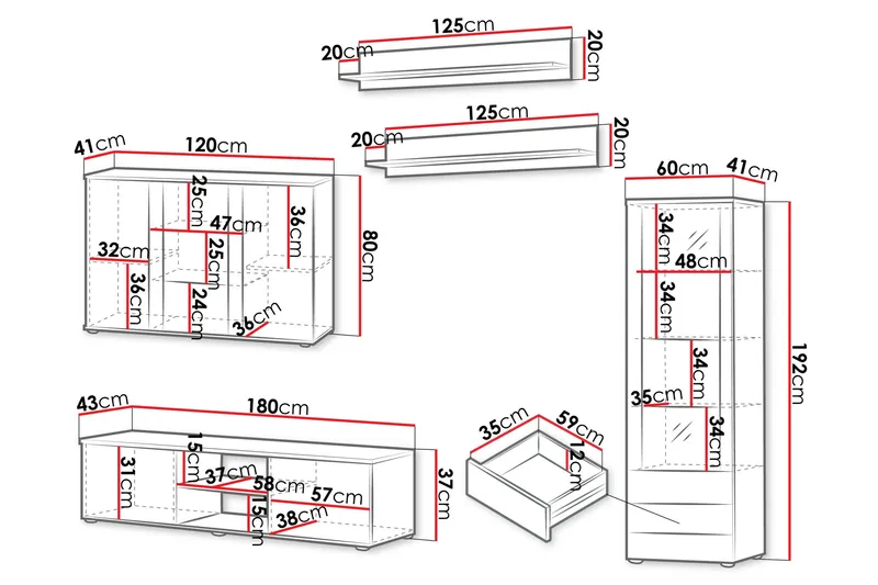 Lyrosen Möbelset För Vardagsrum - Beige - Förvaring - Förvaringsmöbler - Möbelset för vardagsrum