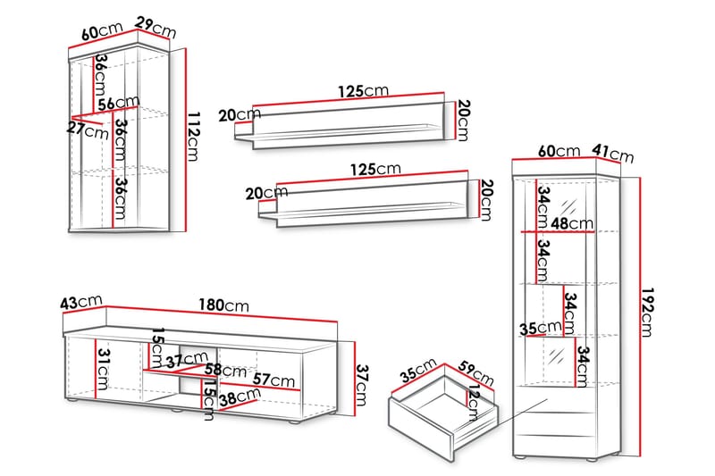 Lyrosen Möbelset För Vardagsrum - Beige - Förvaring - Förvaringsmöbler - Möbelset för vardagsrum