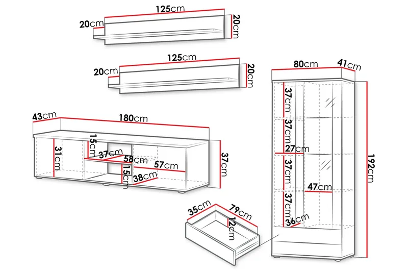 Lyrosen Möbelset För Vardagsrum - Beige - Förvaring - Förvaringsmöbler - Möbelset för vardagsrum
