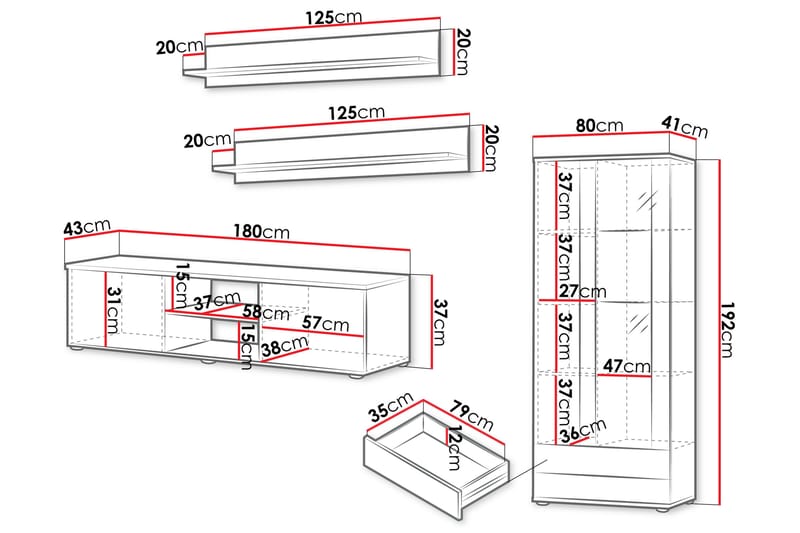 Lyrosen Möbelset För Vardagsrum - Beige - Förvaring - Förvaringsmöbler - Möbelset för vardagsrum