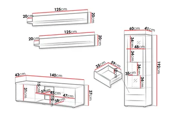 Lyrosen Möbelset För Vardagsrum - Beige - Förvaring - Förvaringsmöbler - Möbelset för vardagsrum