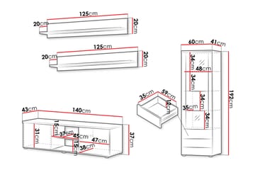 Lyrosen Möbelset För Vardagsrum - Beige - Förvaring - Förvaringsmöbler - Möbelset för vardagsrum