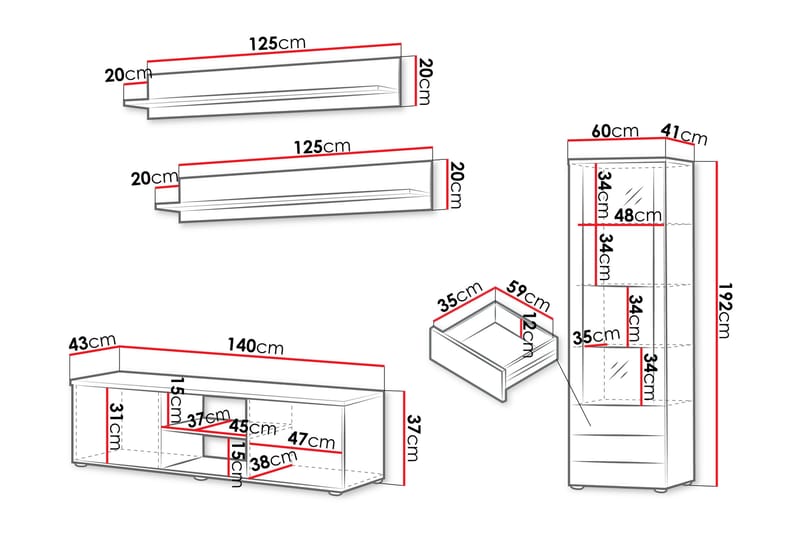 Lyrosen Möbelset För Vardagsrum - Beige - Förvaring - Förvaringsmöbler - Möbelset för vardagsrum