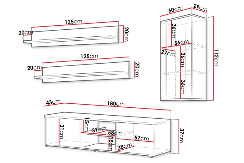 Lyrosen Möbelset För Vardagsrum - Beige - Förvaring - Förvaringsmöbler - Möbelset för vardagsrum